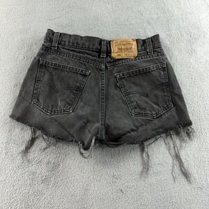 Vintage 90s Levis 550 Jean Shorts Womens 26 Black Faded High Rise Cut Off USA